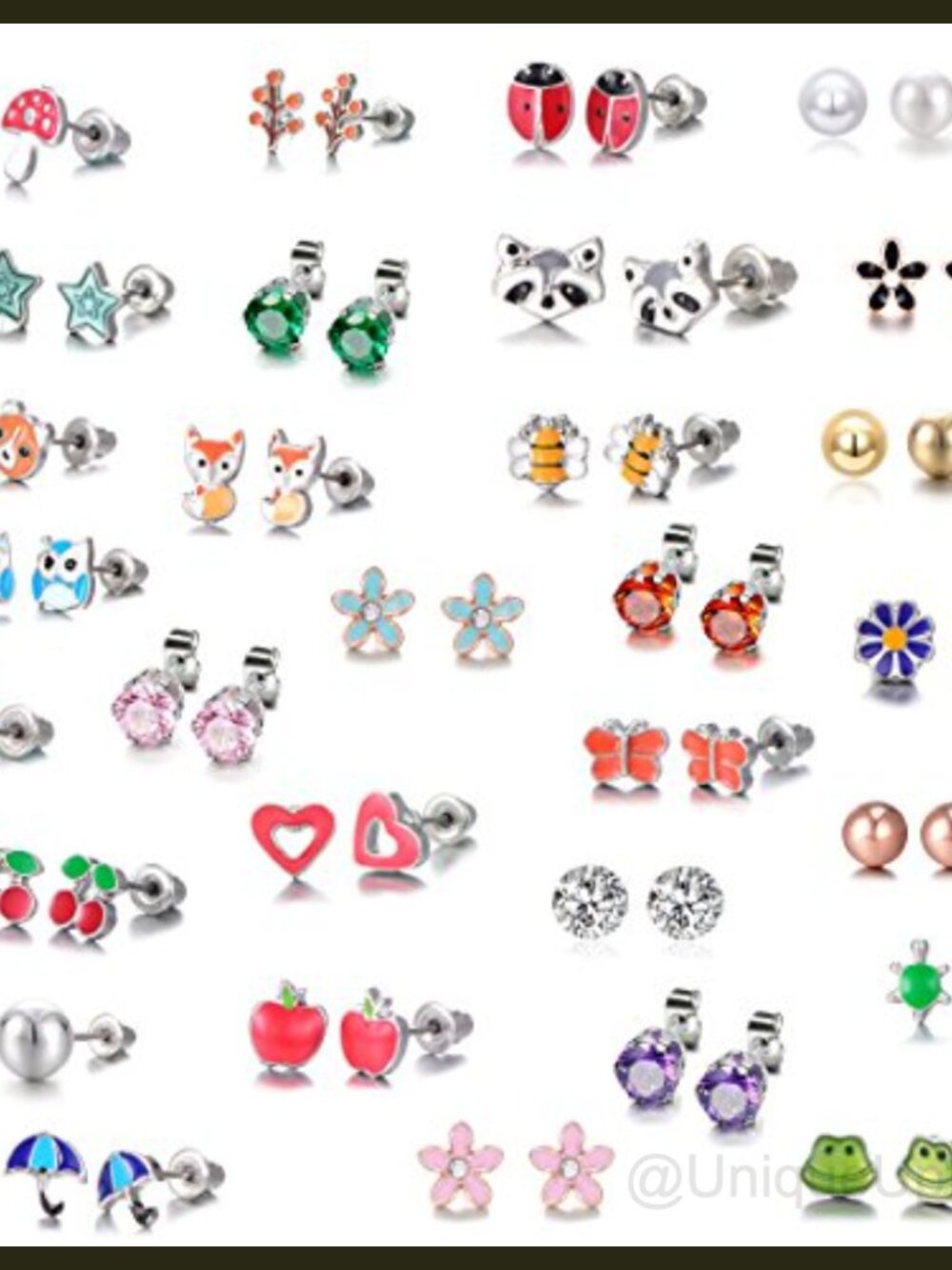 30 Pairs Hypoallergenic Stainless Steel Stud Earrings for Girls Sensitive Ears